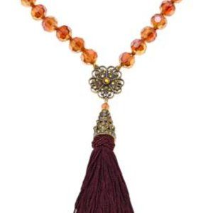 Heidi Daus "Dreams Do Come True" Simulated Pearl Drop Necklace w/ Tassel, Topaz